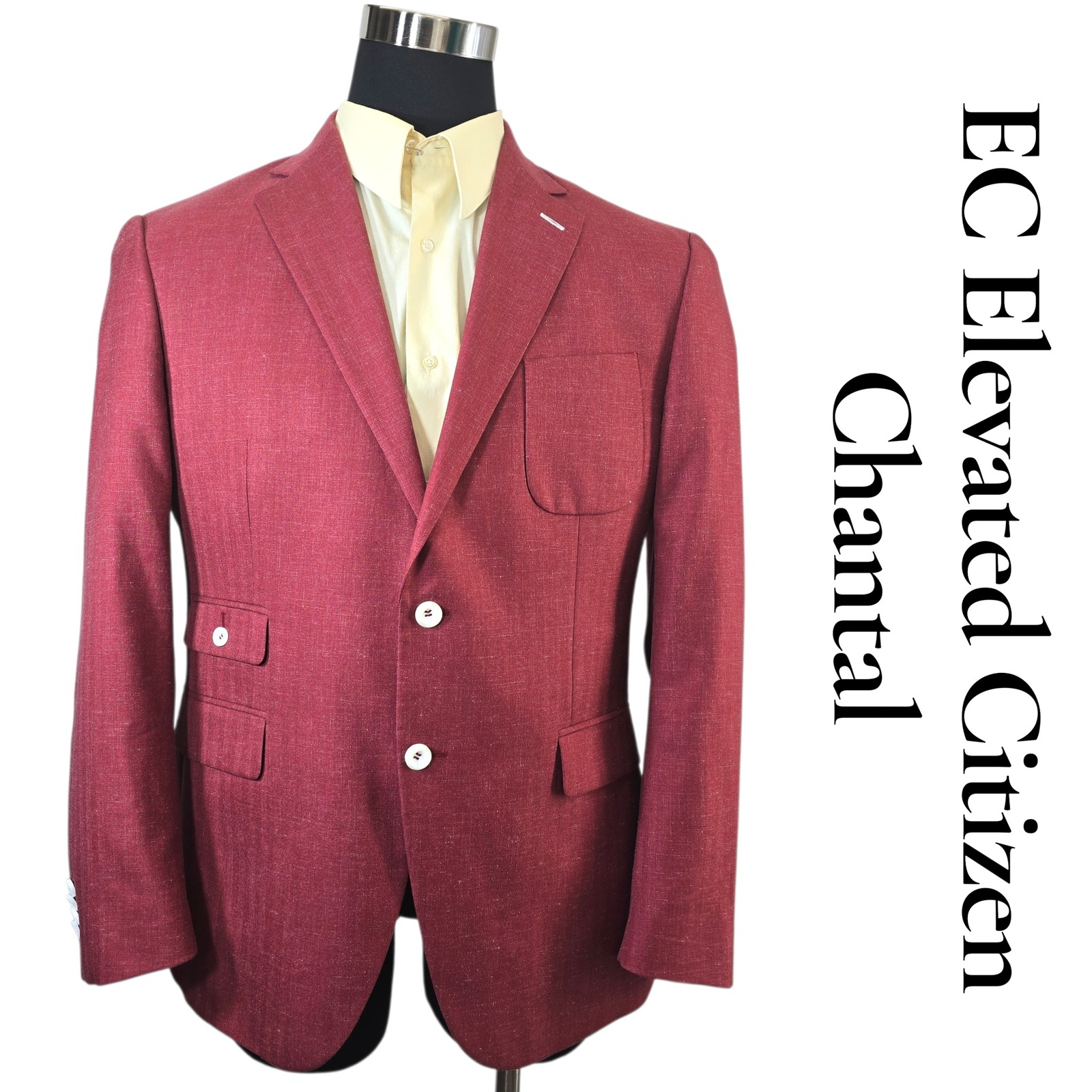 Elevated Citizen Chantal Blazer Men 46r Red 100% Wool 2-Button Sport Coat Luxury